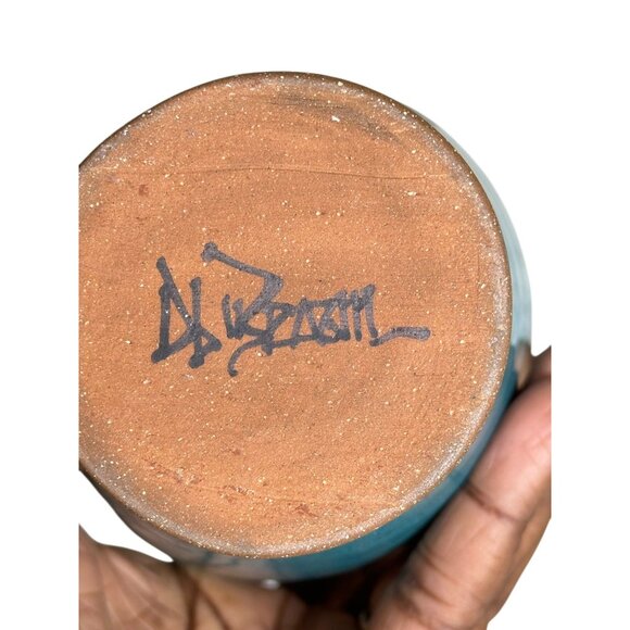 Handmade Blue Ceramic Vase – Signed Artisan Pottery, Wheel-Thrown Stoneware Vase - Picture 8 of 8